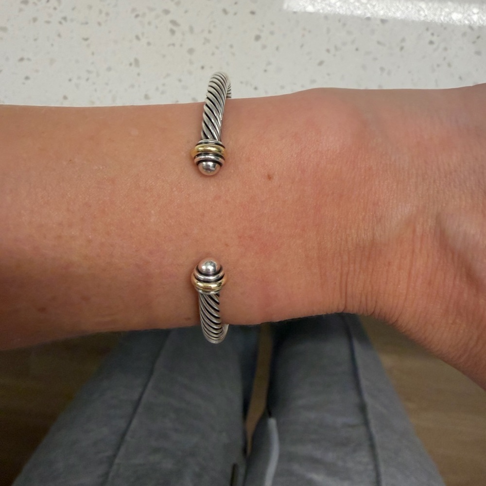 David Yurman Silver and Gold Cable Bracelet - Excellent Condition